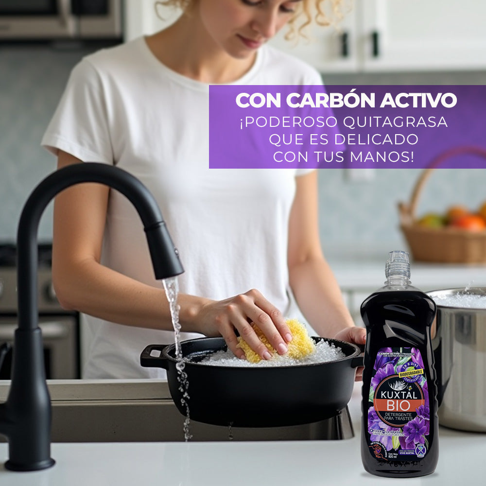 Bio Detergente Líquido Para Trastes Carbón Activo 820 ml.